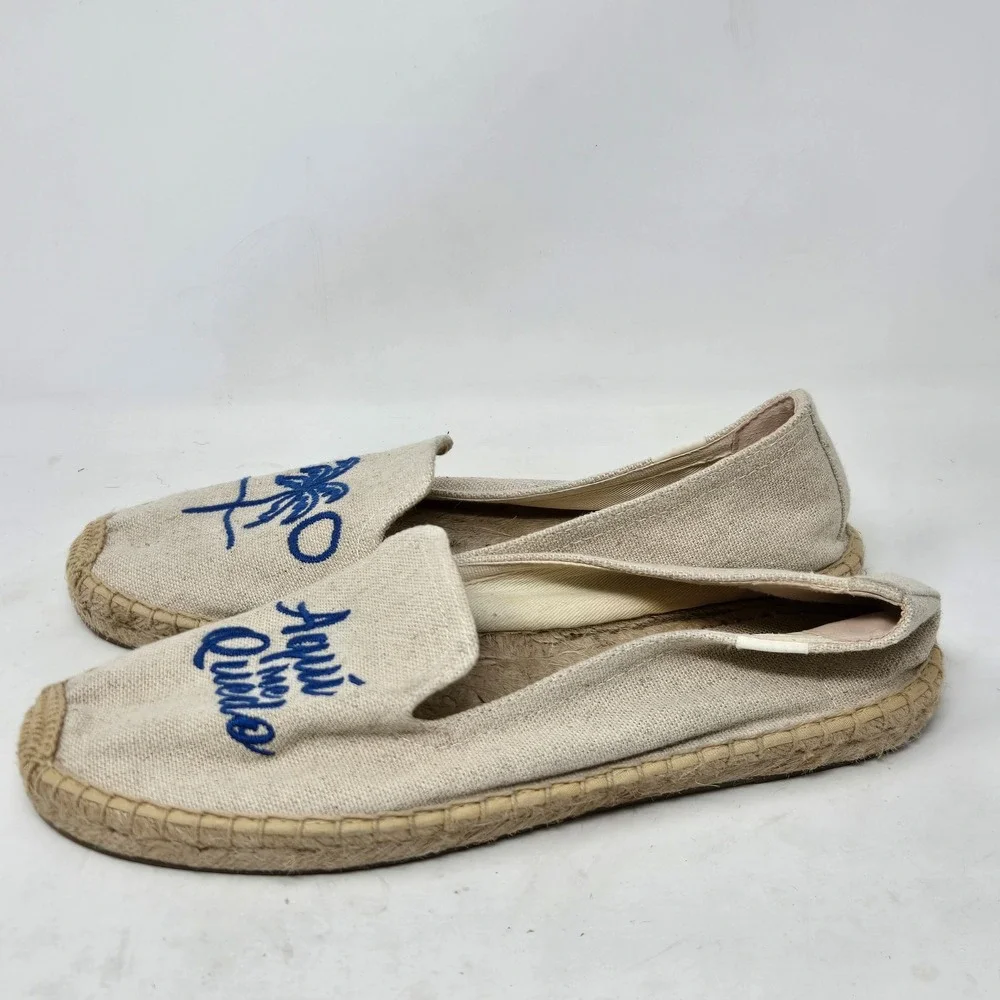 Soludos x Rosewood Mayakoba Espadrilles Womens 9 Aqui Me Quedo Palm Tree Linen